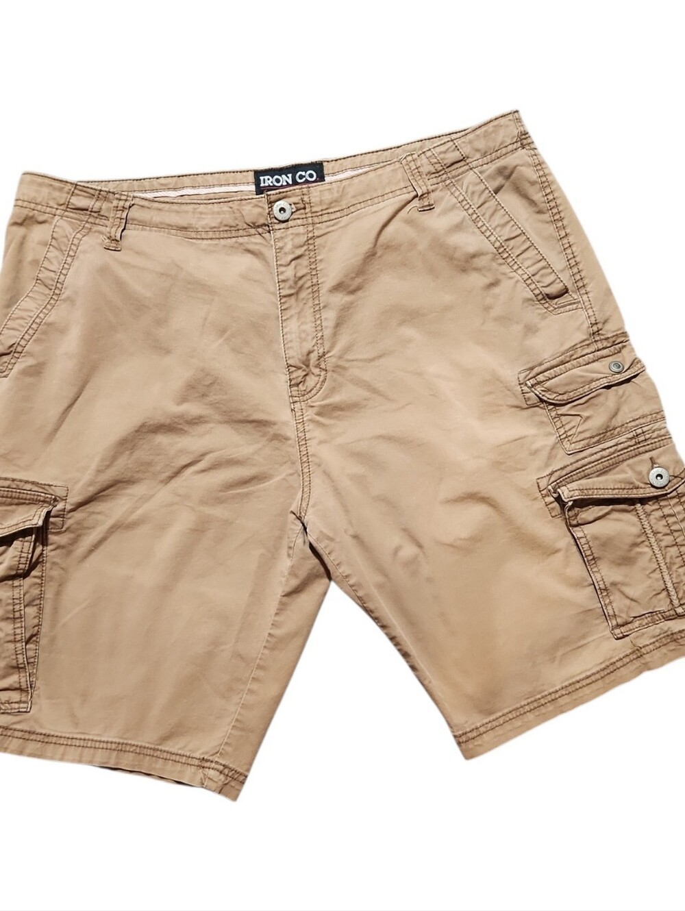 Iron Co Cargo Shorts Mens Tan Brown Size 38 Relaxed Fit Cotton Utility Outdoor